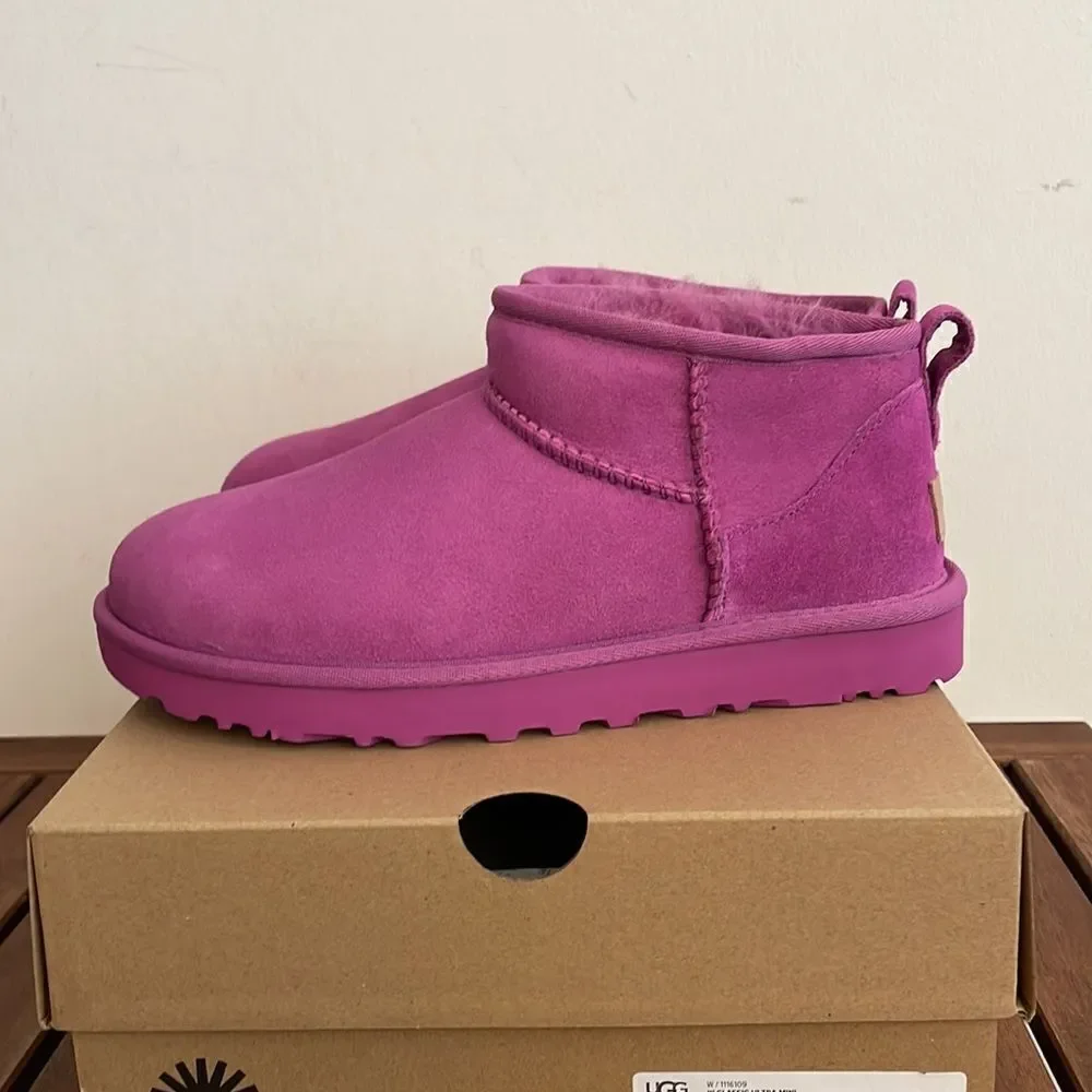 UGG Classic Ultra Mini Booties Mangosteen USA Women Size 9/UK 7/EU 40